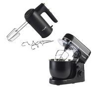 Salter Alchemy Black Mixer Set - 1300W Stand Mixer with 5L Bowl & 300W Hand Mixer, Multi-Speed & Turbo Settings, Planetary Mixing, Chrome Beaters & Dough Hooks, Splash Guard, Storage Base, FSC®