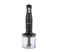 Salter Alchemy Hand Blender Set - 3 in 1 Food Chopper, Whisk & Immersion Stick Blending Rod, 2 Speed Settings, 500ml Chopping Bowl, 700ml Storage Beaker, Stainless Steel Blades, 350W, Black/Gold