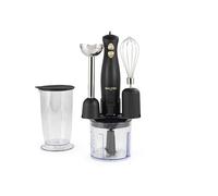 Salter Alchemy Hand Blender Set - 3 in 1 Food Chopper, Whisk & Immersion Stick Blending Rod, 2 Speed Settings, 500ml Chopping Bowl, 700ml Storage Beaker, Stainless Steel Blades, 350W, Black/Gold