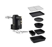 Salter Alchemy Hand Mixer & Bakeware Set - Easy-Store Hand Mixer with 5 Speed Settings and 300W Power, Storage Base Included, Stackable 7-Piece Non-Stick Bakeware Set, PFOA Free, Compact Storage