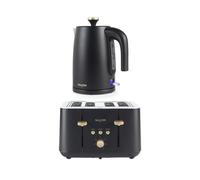 Salter Alchemy Kettle & Toaster Set ? 1.7L BPA-Free Electric Kettle with 3kW Rapid Boil, 360? Swivel Base & Boil Dry Sensor, 4-Slice 1850W Toaster