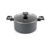 Salter Alto 24cm Stockpot - Recycled Pressed Aluminium, ILAG Non-Stick, Suitable for Induction, Cool Touch Bakelite Handles, Tempered Glass Lid with Steam Vent, PFOA & PFAS-Free, 10 Year Guarantee