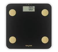 Salter Analyser Scale - Digital LCD Display, 180kg Capacity, Body Weight Composition, Fat, Water, BMI, BMR, Bone & Muscle Mass, Black Glass Platform with Gold Analyser Sensors, 9 Users, Athlete Mode