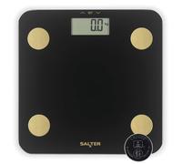Salter Analyser Scale - Digital LCD Display, 180kg Capacity, Body Weight Composition, Fat, Water, BMI, BMR, Bone & Muscle Mass, Black Glass Platform with Gold Analyser Sensors, 9 Users, Athlete Mode