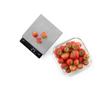 Salter Angled Display Kitchen Scale - Food Weighing Scale, 5kg Capacity, Aquatronic, Measures Liquids, Add & Weigh Function, Easy-Read, LED Display, Stainless Steel Platform, Compact & Precise, Black