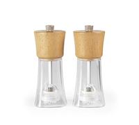Salter Arden Salt & Pepper Mill Set - Clear Acrylic Body, Twist to Grind Universal Mechanism, Ceramic Mechanism, Adjustable Grind, Refillable Seasoning Mills, FSC®-Certified Rubberwood Lid, Light Wood