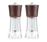 Salter Arden Salt & Pepper Mill Set, Manual Mills, Adjustable Ceramic | Clear acrylic bodies, FSC®-Certified rubberwood lids, twist-to-grind operation, refillable for salt peppercorns dry spices