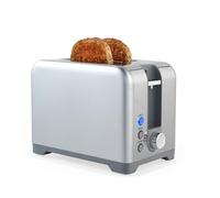 Salter Aspen 2-Slice Toaster - Wide Slots, 7 Variable Browning Levels, Removable Crumb Tray, Defrost, Reheat & Cancel, Extra Thick Bread, Bagels, Crumpets, Teacakes, Self-Centring, 930W, Silver