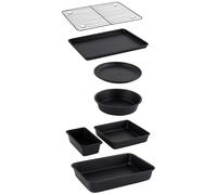 Salter Bakes Bakeware Set Stackable 7 Piece Set Compact Storage Oven Safe Black