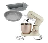 Salter Bakes Stand Mixer & Marblestone Tin Set - 1300W Electric Mixer with 4L Bowl, Dough Hook & Beater, 10 Speeds with Pulse, 27cm Loaf & 24cm Round Cake Tins, Non-Stick Carbon Steel, Easy Clean