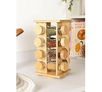 Salter BW12777EU7 Bamboo Spice Rack - Rotating Rack, 16 Jars Included & Screw Top Lids, Compact, Long Lasting Freshness, Spices & Seasonings, Countertop Spice Organiser, Spice Storage, Free Standing