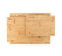 Salter Bamboo Chopping Board Set, 3 Piece, Labelled Index Boards | Grey colour-coded rims, Oil-finished surface, 39.5/33/27 cm sizes, For meat fruit vegetables separation, Hand wash only