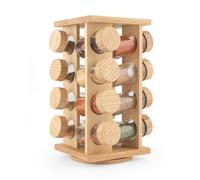 Salter Bamboo Spice Rack ? Rotating Rack, 16 Jars Included & Screw Top Lids, Compact, Long Lasting Freshness, Spices & Seasonings, Countertop Spice