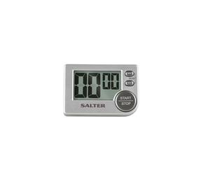 Salter Big Button Electric Kitchen Timer - Digital Stopwatch, Memory Function, Magnetic/Self-Standing, Stick on Fridge, Count Up/Down, 99:59, Beeper Sound, Start/Stop Button, 5.2 x 7.6cm, Grey