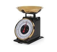 Salter Timeless Kitchen Scale - Mechanical Baking Scale, 5kg/11lbs, 1 Litre Stainless Steel Bowl, 20g/1lbs Increments, Easy Read Large Dial Digits, 25cm Height. No Batteries Needed, Black/Gold