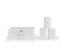 Salter Boston 4-Piece Countertop Set ? Bread Bin, Tea, Sugar, Coffee Canisters, Embossed Lettering, Storage Containers, Durable Steel Storage Jars,