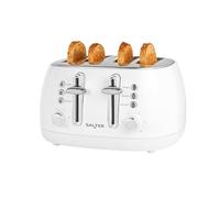 Salter Boston 4-Slice Toaster - Wide Slots, 6 Browning Levels, Defrost, Reheat and Cancel, Bagels, Teacakes, Thick Bread, High-Lift Eject, Removable Crumb Tray, Self-Centring, 1960W, Ice White Shimmer