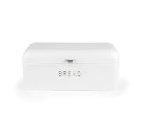 Salter Boston Bread Bin - Large Bread Storage Container, Ice White Shimmer Finish with Embossed Lettering, Store Bread, Pastries, and Bagels, Durable Steel, Easy to Clean, Long-Lasting Freshness