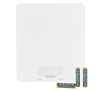 Salter Boston Kitchen Scale - 5kg Capacity, Add & Weigh Tare Function, Aquatronic, Easy Read Backlit Display, Batch Meal Prep Cooking/Baking, 1g Increments, Slim Design, ml/fl.oz/lb, Ice White Shimmer