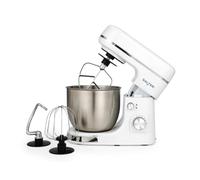 Salter Boston Stand Mixer - Electric Food Kitchen Mixer, 5L Stainless Steel Mixing Bowl, Includes Dough Hook, Wire Whisk, Beater & Splash Guard, 8 Speeds & Pulse Function, 1300W, Ice White Shimmer