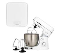 Salter Boston Stand Mixer & Kitchen Scale Set - 1300W Electric Food Mixer with 5L Stainless Steel Bowl, Beater & Dough Hook Attachments, 5kg Aquatronic Scale with Easy-Read Display, White Shimmer