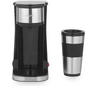 Salter One Cup Coffee Maker - Brew & Go Filter Coffee Machine, Includes 420ml Stainless Steel Travel Mug, Suitable For Ground Coffee/Pads, Washable & Reusable Filter, Brew Coffee In 3-4 Minutes