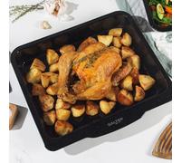 Salter Brilliance Roaster - Vitreous Enamel Coated Steel, Non-Stick, Easy Clean, Dishwasher Safe, Made in The UK, 35.5 x 40 x 5.5cm, PFAS-Free, Tray Bakes, Sunday Roasts & Vegetables, Black Speckled