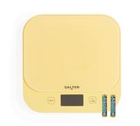 Salter British Bakes Digital Kitchen Scale - 10kg Capacity Baking Scale, Measure Liquids, Waterproof/Washable, Add & Weigh Tare Function, Tempered Glass Platform, 1g Precision, Backlit Display, Yellow