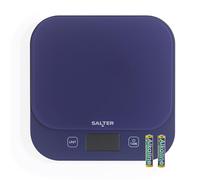 Salter British Bakes Digital Kitchen Scale - Purple Baking Scale, High 10kg Capacity, Measures Liquids, Waterproof, Add & Weigh Tare Function, Tempered Glass Platform, 1g Precision, Backlit Display