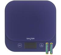 Salter British Bakes Digital Kitchen Scale - 10kg Capacity Baking Scale, Measure Liquids, Waterproof/Washable, Add & Weigh Tare Function, Tempered Glass Platform, 1g Precision, Backlit Display, Purple