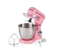 Salter British Bakes Stand Mixer - 5L Food Mixer for Baking, 1300W, 10 Speeds, Easy Control Dial, Removeable Splash Guard, Pink Electric Kitchen Appliance with Whisk, Dough Hook and Beater