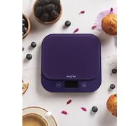 Salter British Bakes Digital Kitchen Scale - Purple Baking Scale, High 10kg Capacity, Measures Liquids, Waterproof, Add & Weigh Tare Function, Tempered Glass Platform, 1g Precision, Backlit Display