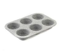 Salter Marblestone 6-Cup Muffin Tray - Non-Stick Cupcake Tin, Baking Tray, Cake Tin, Bake Yorkshire Puddings, Pies, Mini Quiche, PFOA-Free, Oven Safe Up to 220°C, Durable Carbon Steel Bakeware, 27cm
