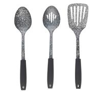 Salter Megastone Kitchen Utensil Set - 3-Piece Cooking Utensil Set, Solid Spoon, Slotted Spoon & Slotted Spatula, Non-Stick, Long Lasting Stainless Steel, Soft Touch Ergonomic Handles