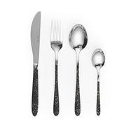 Salter BW09496 16 Piece Cutlery Set - 18/0 Stainless Steel Tableware for 4 Place Settings, Speckled Marble Gold Design Handles, Hand Wash Only, Includes Forks, Knives, Teaspoons and Tablespoons