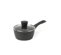 Salter BW11042EU7 Non-Stick Saucepan - 16cm/1.25L, Tempered Glass Lid & Steam Vent, Soft Touch Handles, Corrosion Resistant, Suitable for Induction Hobs, Matte Grey, Cosmos Collection