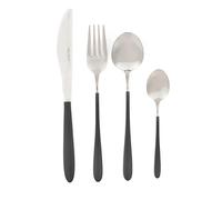 Salter BW11071EU7 Cosmos Full Cutlery Set - 16 Piece Lightweight Flatware, Mirror Polished Tableware, Service for 4 People, Forks, Knives, Teaspoons, Dessertspoons, Gunmetal Grey Stainless Steel