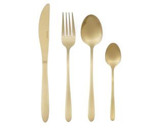 Salter BW11396EU7 Gold Cutlery Set - Chiltern 16 Piece Stainless Steel Flatware Set for 4 People, Knife & Fork Silverware, Knives Forks Spoons, Brushed Finish Tableware, Home Restaurant Party