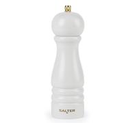 Salter BW120291EU7 Olea Pepper Grinder - Single Wooden Seasoning Mill, Adjustable Coarse to Fine, Ceramic Mechanism, Manual Grinding for Salt Crystals & Whole Peppercorns, Rustic, Wood, Light Grey