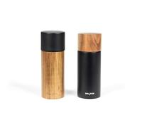 Salter BW12068EU7 Toronto Pepper Set - Wooden Seasoning Grinders for Salt & Whole Peppercorns, Ceramic Grinding Mechanism, Spice Mills with Adjustable Coarseness, Acacia Wood, Black