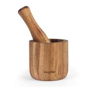 Salter BW12197EU7 Toronto Pestle & Mortar Set - Acacia Wood Large Bowl & Grinder, Hand Crusher For Food, Herbs, Spices, Seeds, Pesto, Solid Wood, Durable, 11cm Diameter Mortar, Pestle - 3.7 x 3.3cm