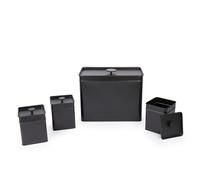 Salter BW12614EU7 Kuro 4 Piece Kitchen Storage Set - Large Bread Bin With Lid, Set Of 3 Canisters, Tea, Coffee, Sugar Caddy, Black Powder Coated Finish, Long Lasting Freshness, Easy Clean