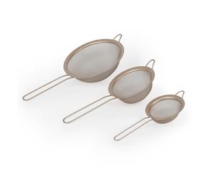Salter BW12616EU7 Bakes Sieve Set - 3-Piece Stainless Steel Fine Wire Mesh Kitchen Strainers, All Purpose Colanders for Cooking & Baking, Sifter for Flour with Bowl Rests, 10/14/20 cm Sieves, Gold