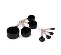 Salter BW12617EU7 Bakes Measuring Cups and Spoons Set, 8 Piece Stainless Steel Handle Cup and Spoon for Liquids and Dry Ingredient Measurements, Stackable Design, Metric/Imperial Units, Black/Gold