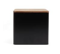 Salter BW12899EU7 Toronto Bread Bin - Acacia Wooden Lid, Powder Coated Finish, Easy Clean, Store Bread, Bagels, Pastries, Large Bread Bin Storage Container, Holds 2 Loaves of Bread, Black/Wooden