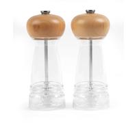 Salter BW12949BEU7 Harper Mill Set - Salt & Pepper Mills, Ceramic Universal Mechanism, Spice Mills with Adjustable Grind from Fine to Coarse, Twist to Grind, Clear Acrylic Body with Wooden Top