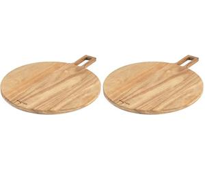 Salter BW13692EU7 Toronto Pizza Board - Acacia Wood Pizza Cutting Board with Paddle Handle, Round Serving Charcuterie & Grazing Board, FSC®- Certified Wood, Easy Hanging Loop Storage, Easy Wipe Clean