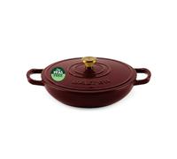 Salter Chester 2.8 L Cast Iron Shallow Casserole Dish - Induction Suitable, Oven Safe up to 240°C, 30cm Stock Pot, Heat Retention, PFAS- Free, Durable Cookware, Enamel Coating, Red