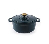 Salter Chester 24cm Cast Iron Casserole Pot - Self-Basting Lid, Dutch Oven/Stock Pot, Hob to Table Cooking, Suitable for All Hob Types Including Induction, 3.4L Capacity, PFAS-Free, Green