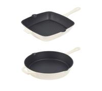 Salter Chester 26 cm Cast Iron Cookware Collection, Frying & Griddle Pan, Oven Suitable Up to 240°C, Grill, Fry & Sear, Hob to Oven to Table Cooking, Induction Suitable, PFAS-Free Coating, Cream